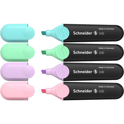 Schneider Job Pastel - Pack de 4 surligneurs - couleurs assorties