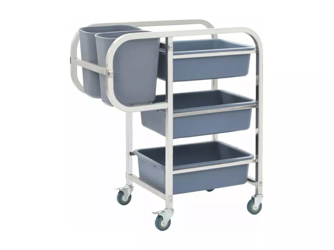 Chariot de cuisine avec récipients en plastique 82x43,5x93 cm