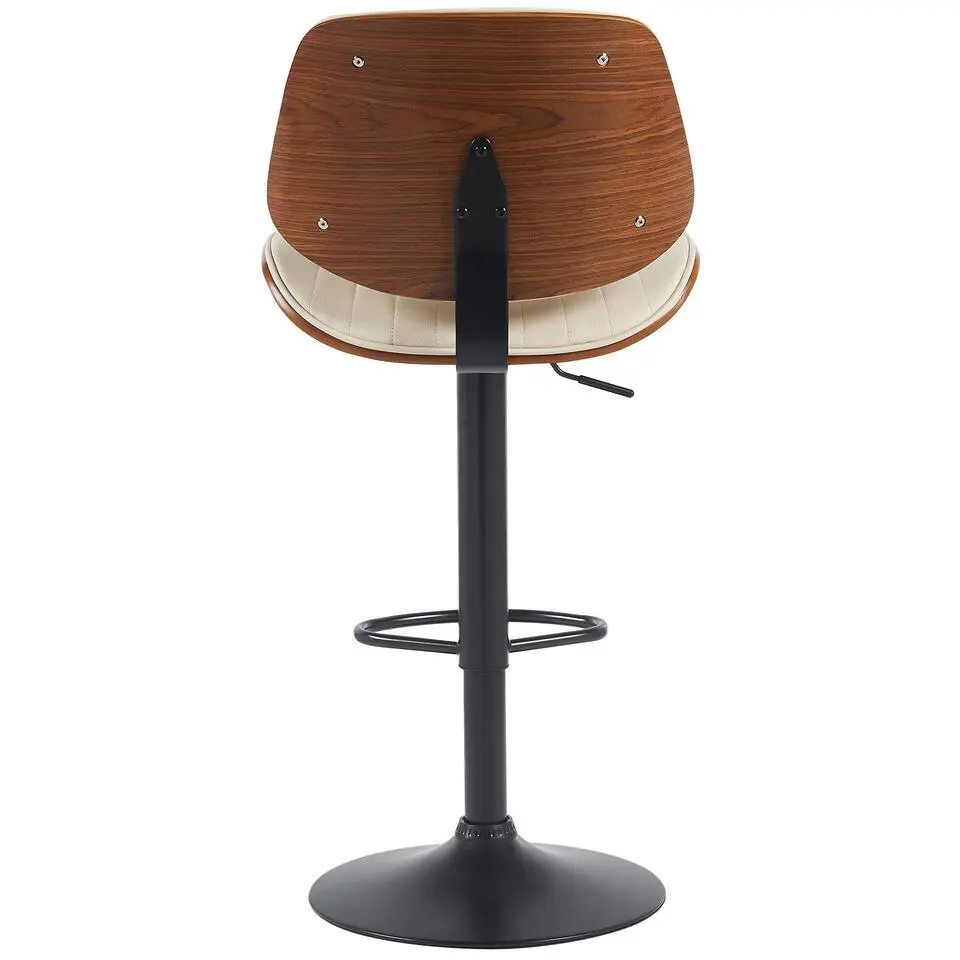 CLP Barkruk Clawson zwart Frame - Kunstleer - walnoot/creme
