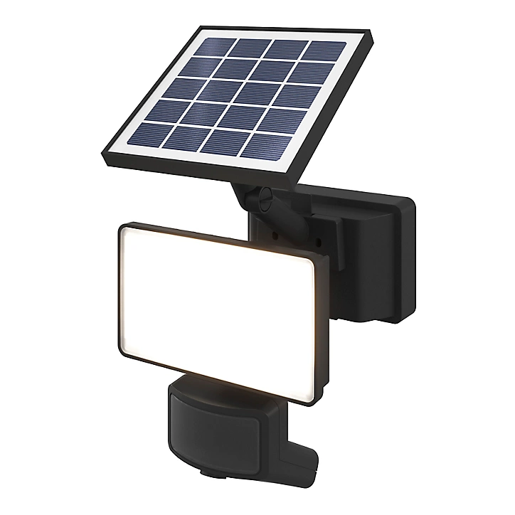 Projecteur à détection Davern LED intégrée solaire 400lm 6W IP65 GoodHome noir