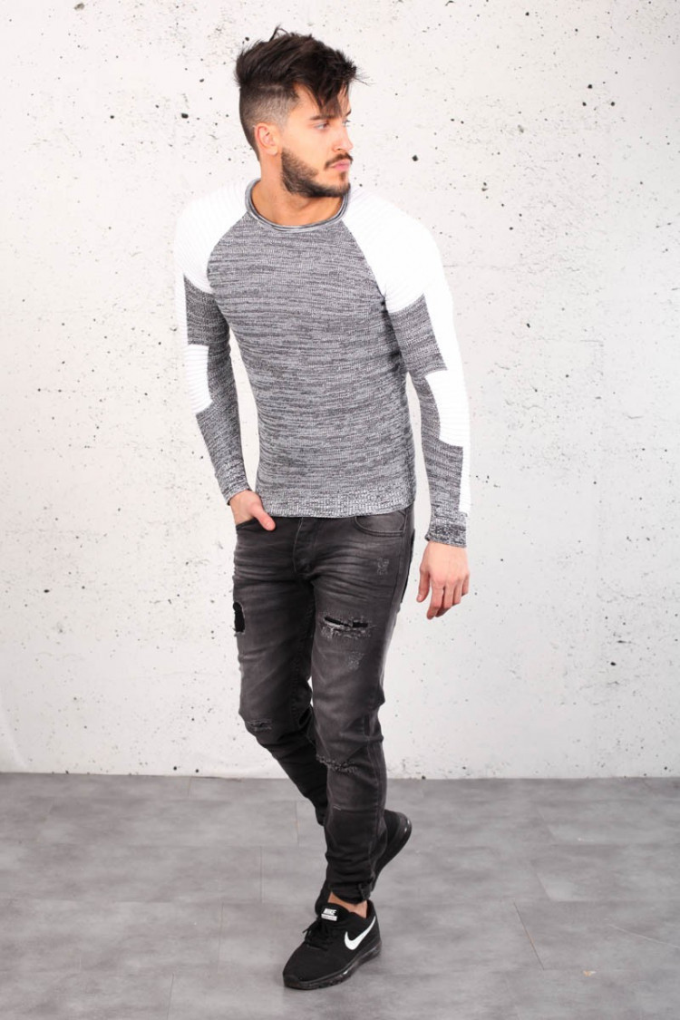 Pull fine maille bi-couleur