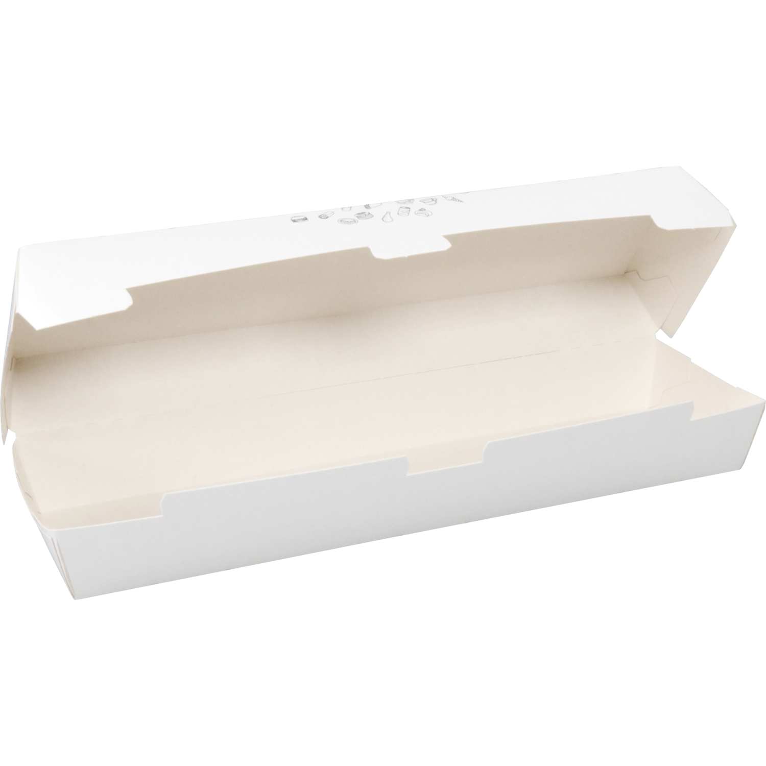 Bak, Karton + kleicoating, paninibox, 255x70x60mm, wit
