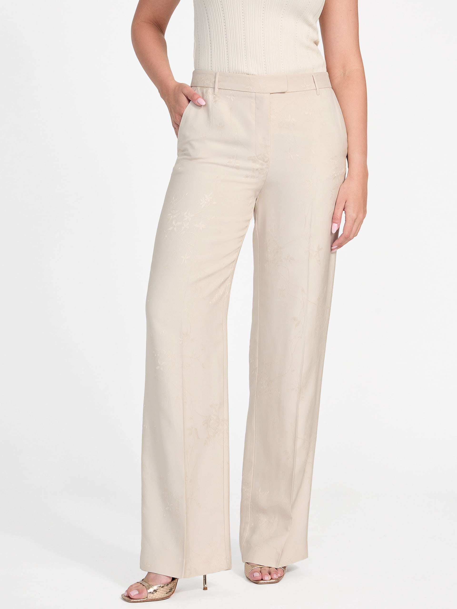 Calça reta floral Whitney