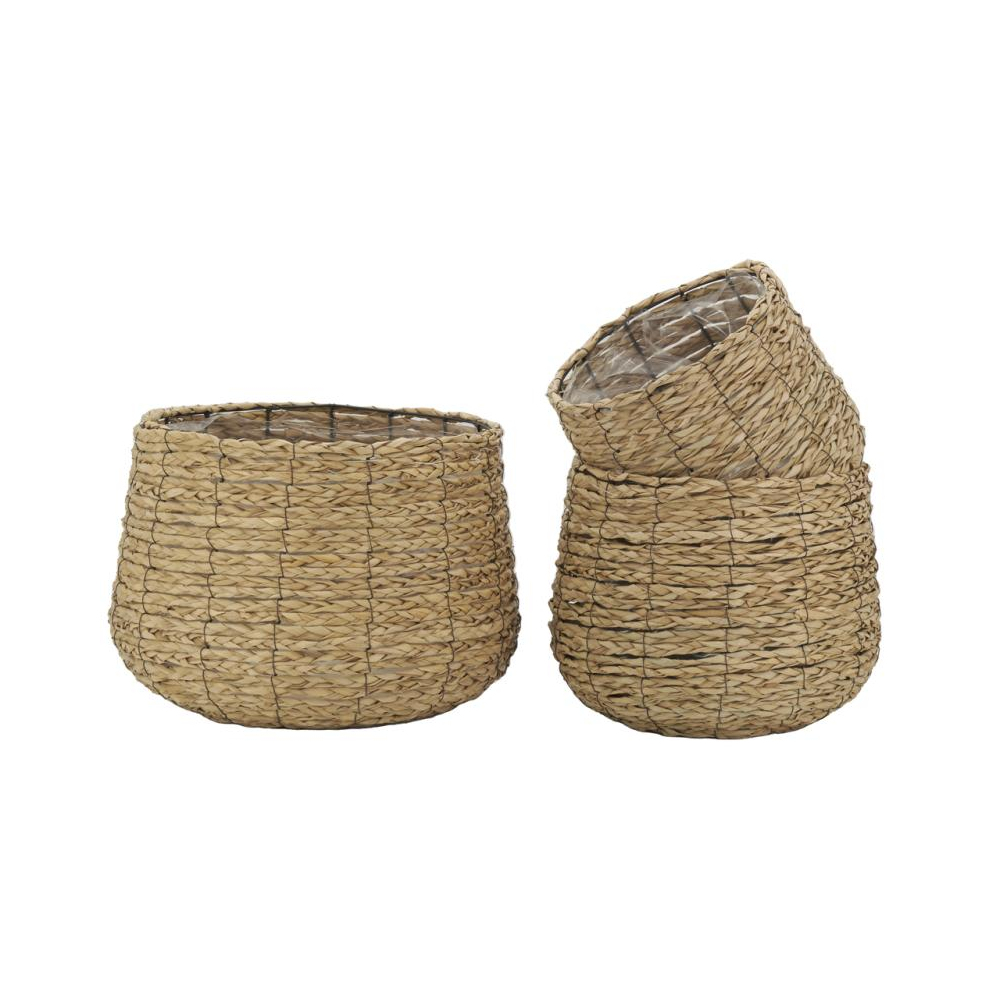Cache-pots en jonc tissé (lot de 3)