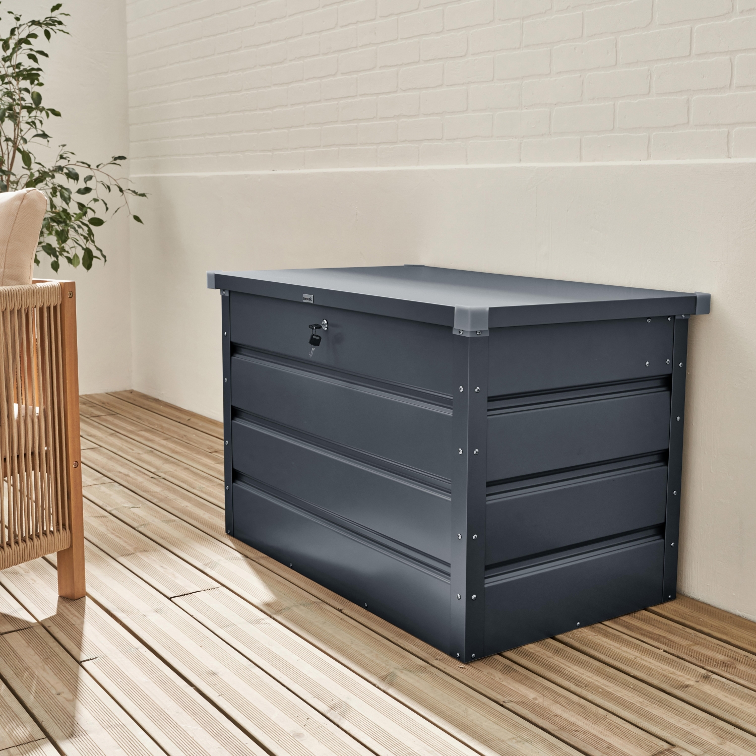 Coffre de jardin en métal -dallas - 285l anthracite