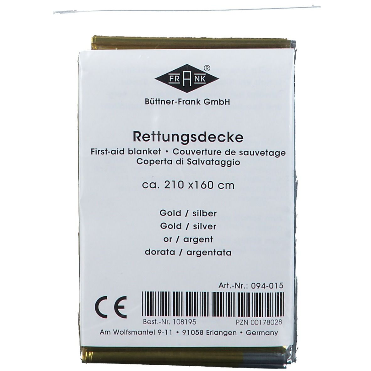 FRANK® Rettungsdecke für Kfz-Verbandskästen