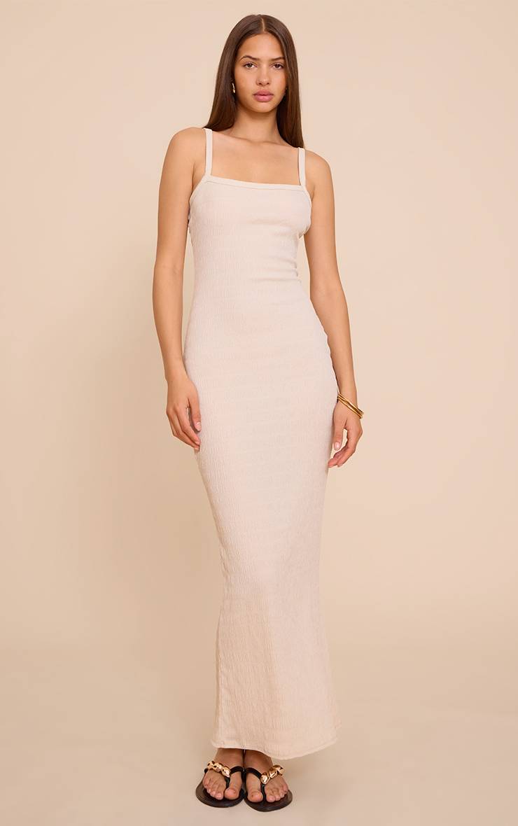 Robe Longue Texturée Sans Manches À Encolure Arrondie