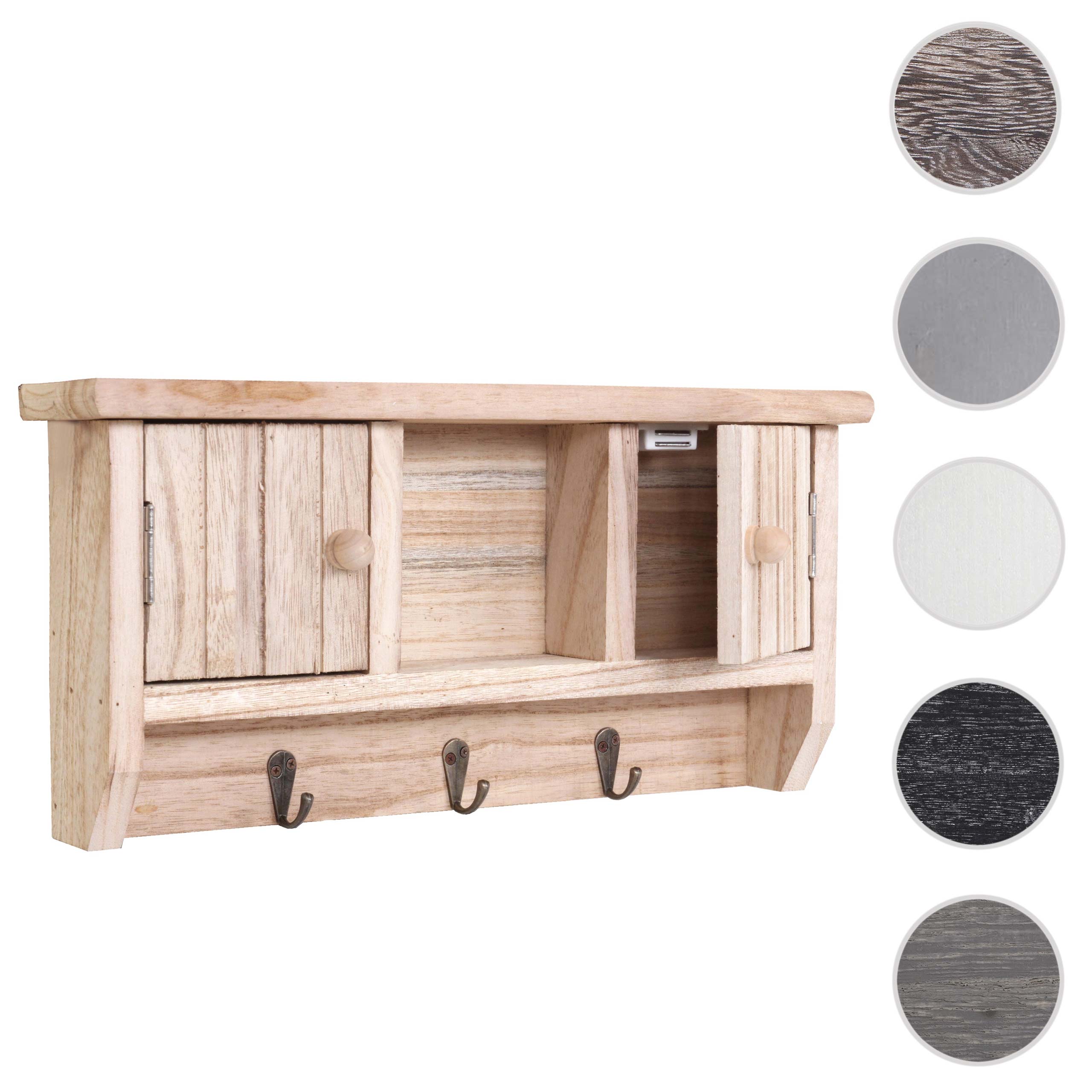 Schlüsselbrett MCW-A48, Schlüsselkasten Schlüsselboard mit Türen, Massiv-Holz MVG-zertifiziert ~ natur