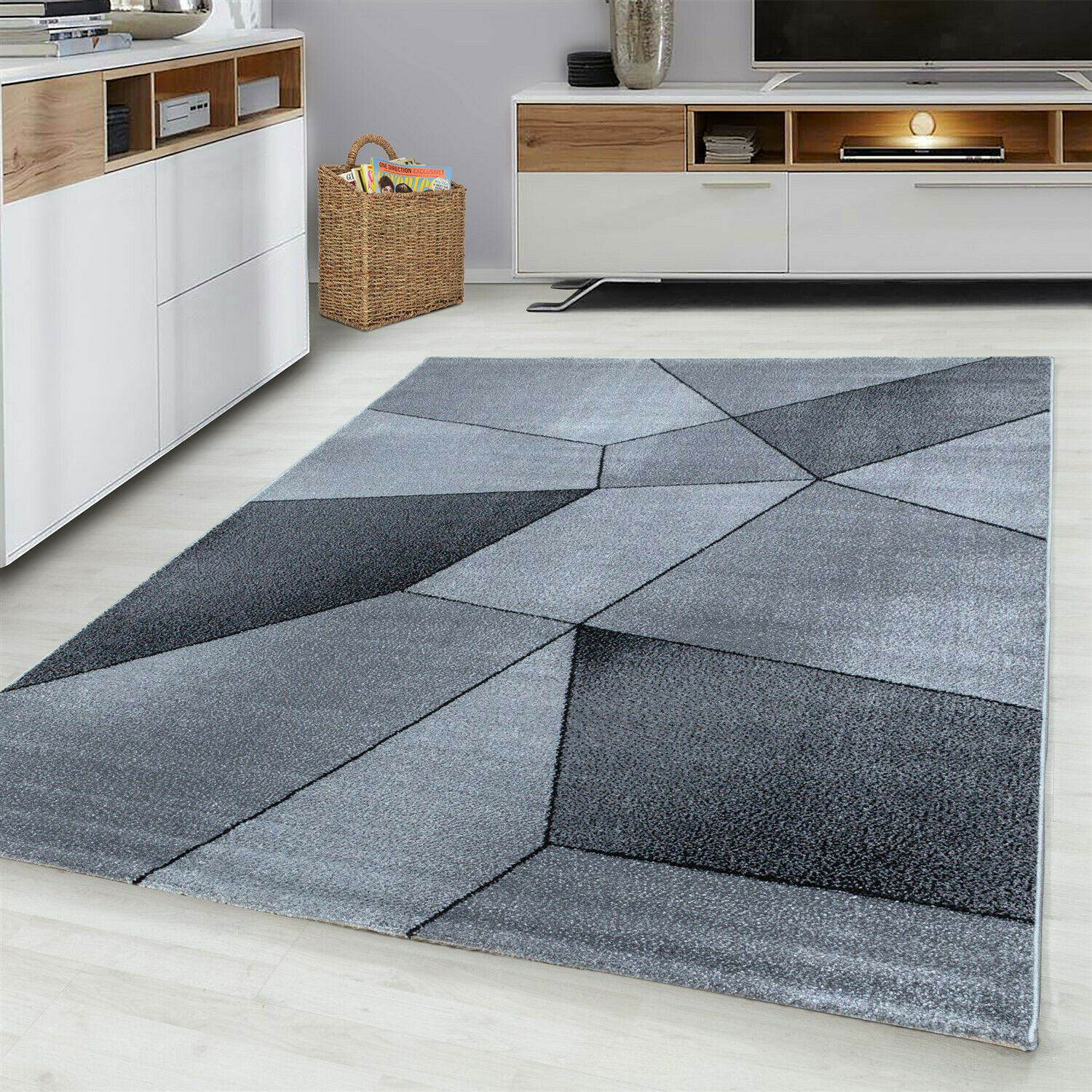 Exklusiver Designer-Kurzflor-Teppich: Modernes, abstraktes Muster, stilvoll
