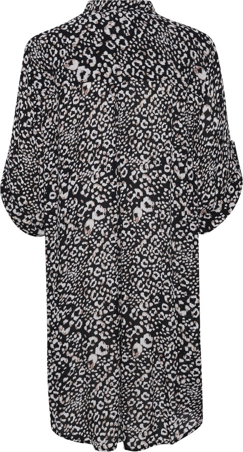 Kaffe KAmarita Amber Shirt Dress Black/chalk leo print