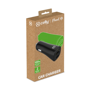 Celly Planet autolader adapter voor USB-A + USB-C