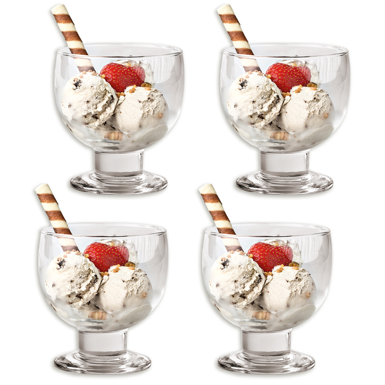 4-teiliges Eisschalen-Set - Glas - 330 ml