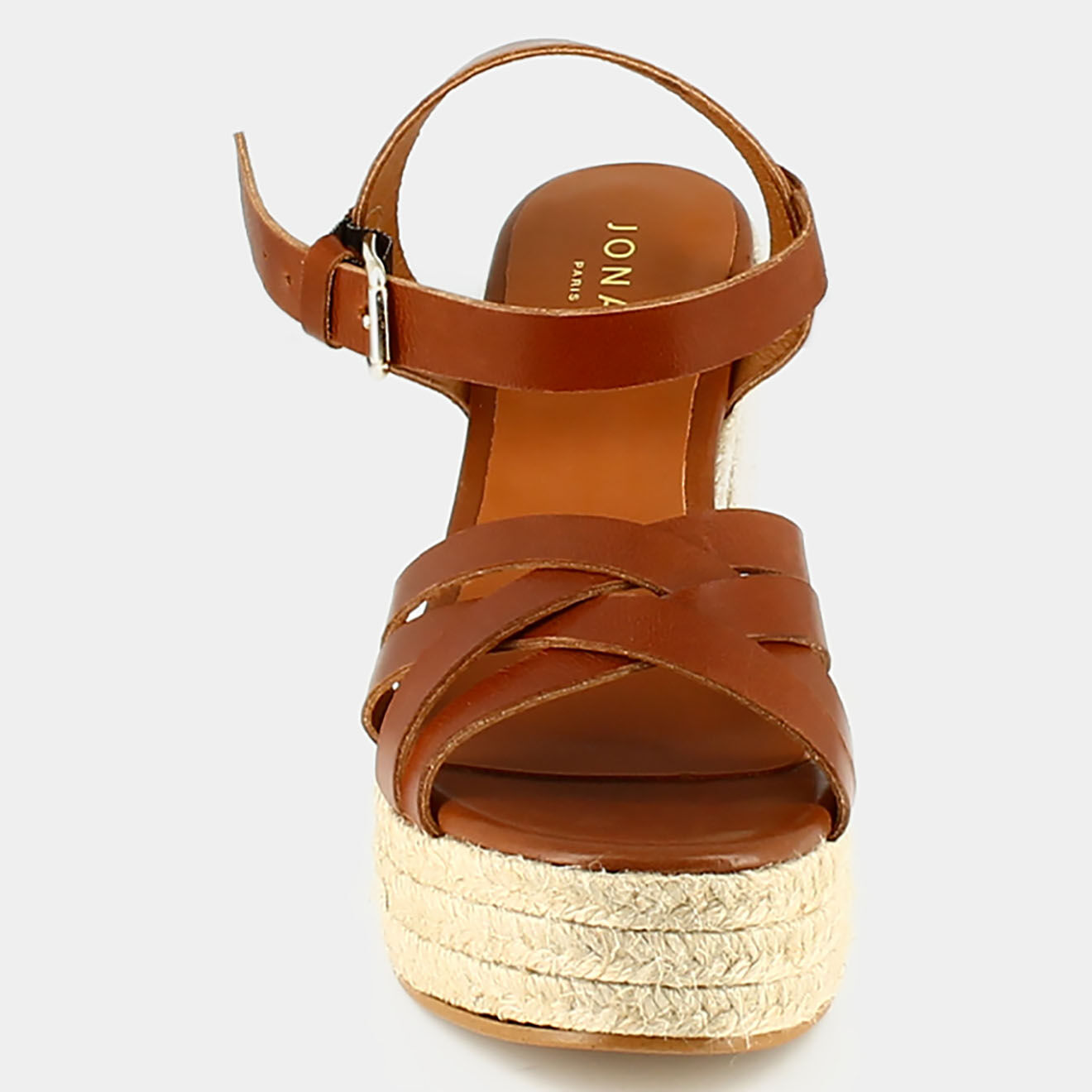 Jonak Espadrilles en Cuir Sacha cognac - Talon 10 cm