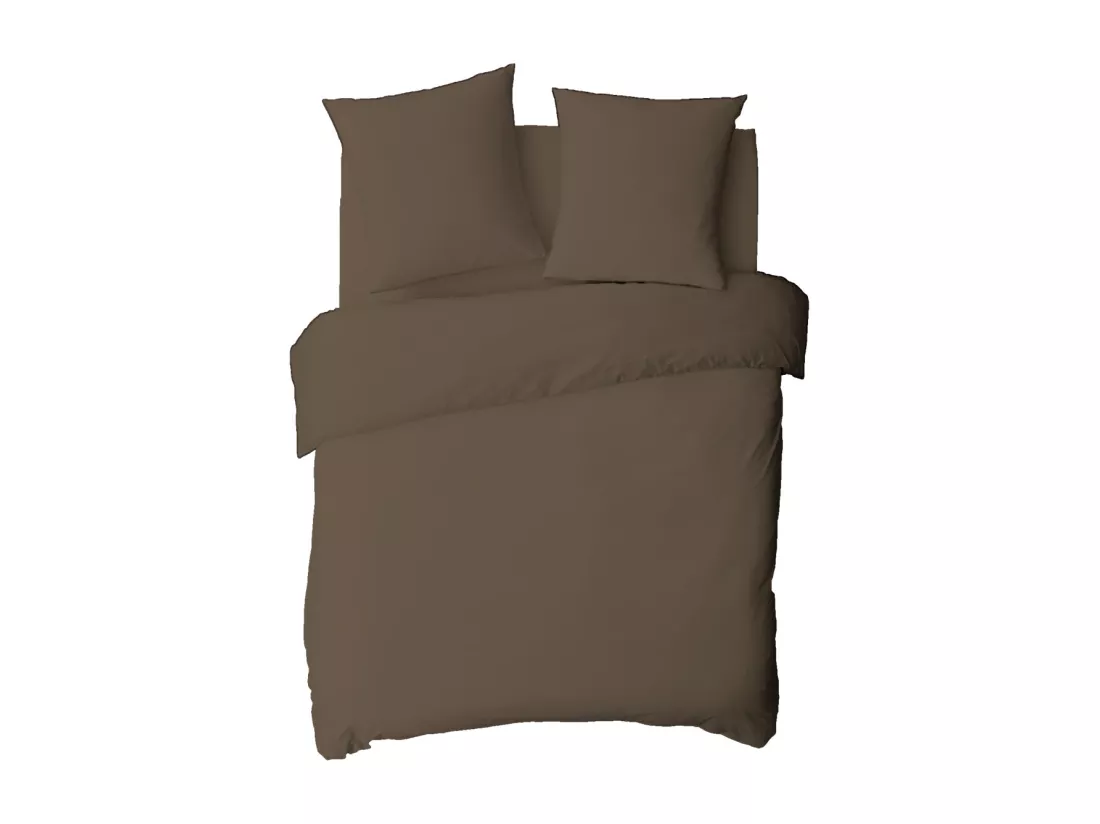 Drap housse en coton 57 fils uni bonnet 25cm taupe 180x200cm