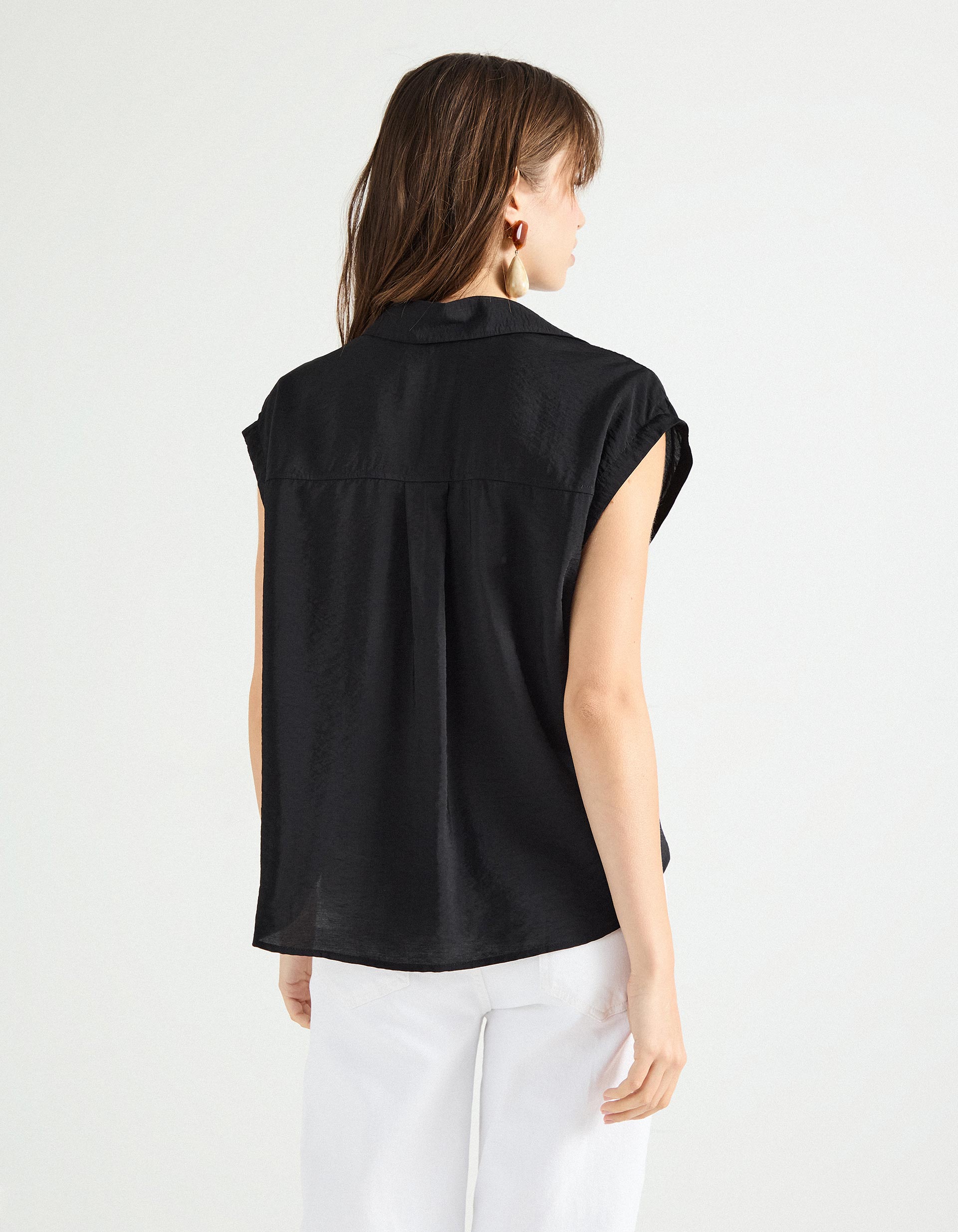 Blusa com Nó, Mulher, Preto