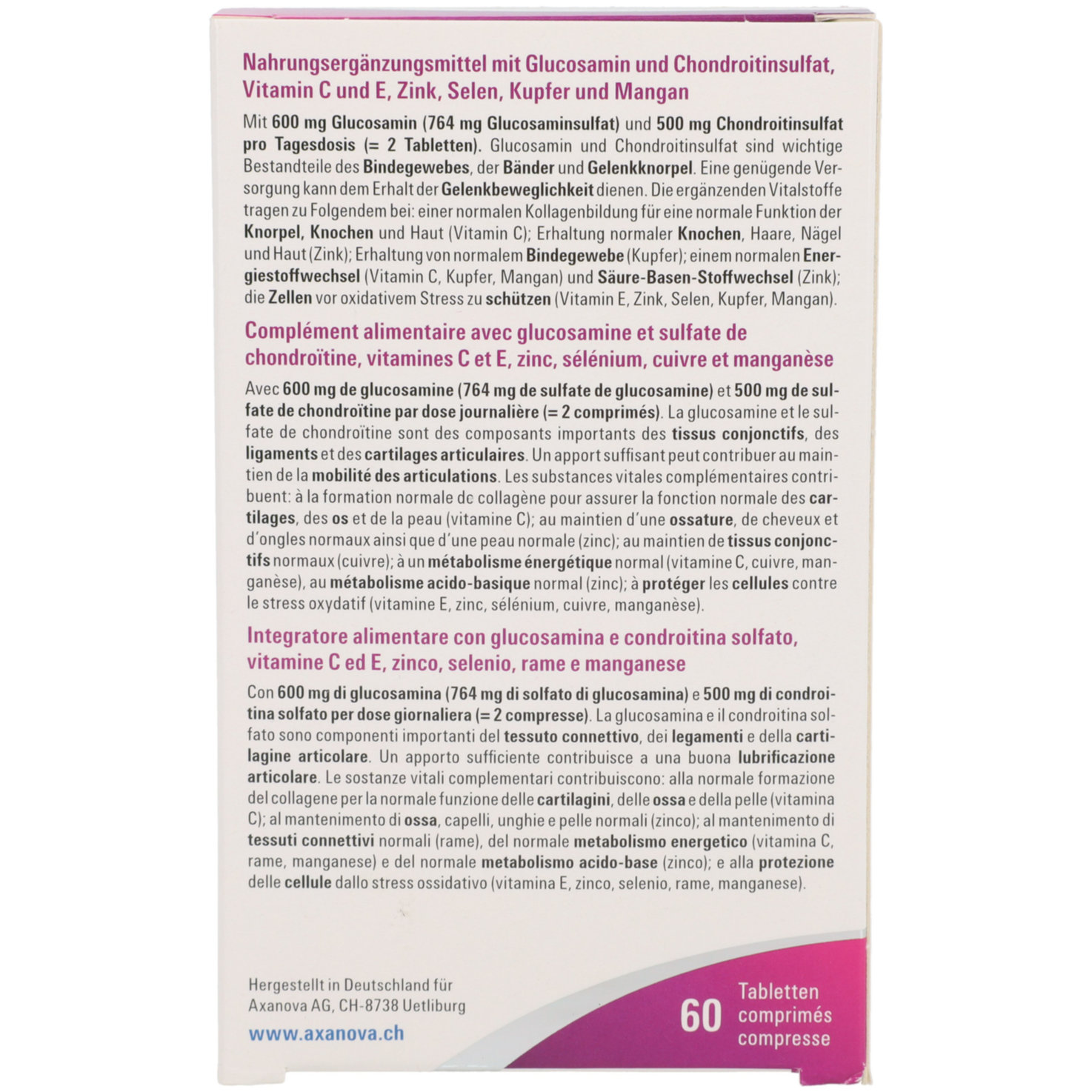 Axamine Glucosamin & Chondroitin Tabletten 60 Stück