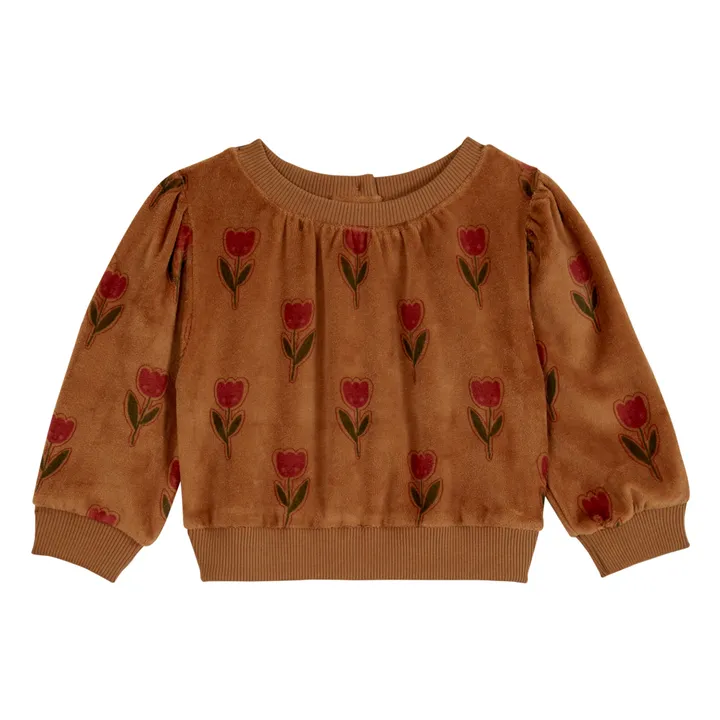 Emile et Ida Sweat Velours Tulipes | Caramel