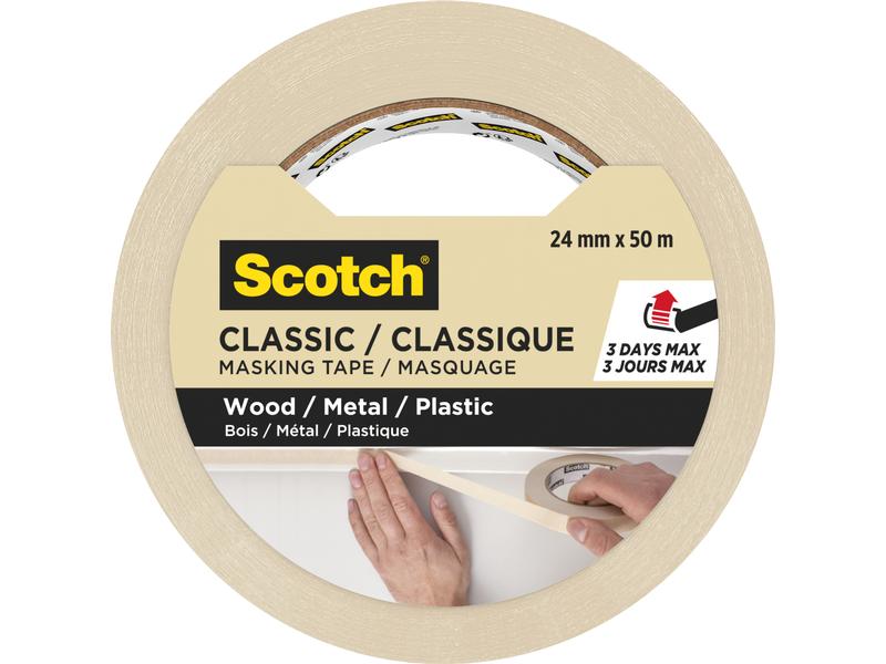 3M Malerabdeckband Scotch Classic 2450 24 mm x 50 m, Beige Classic Universal-Abdeckband