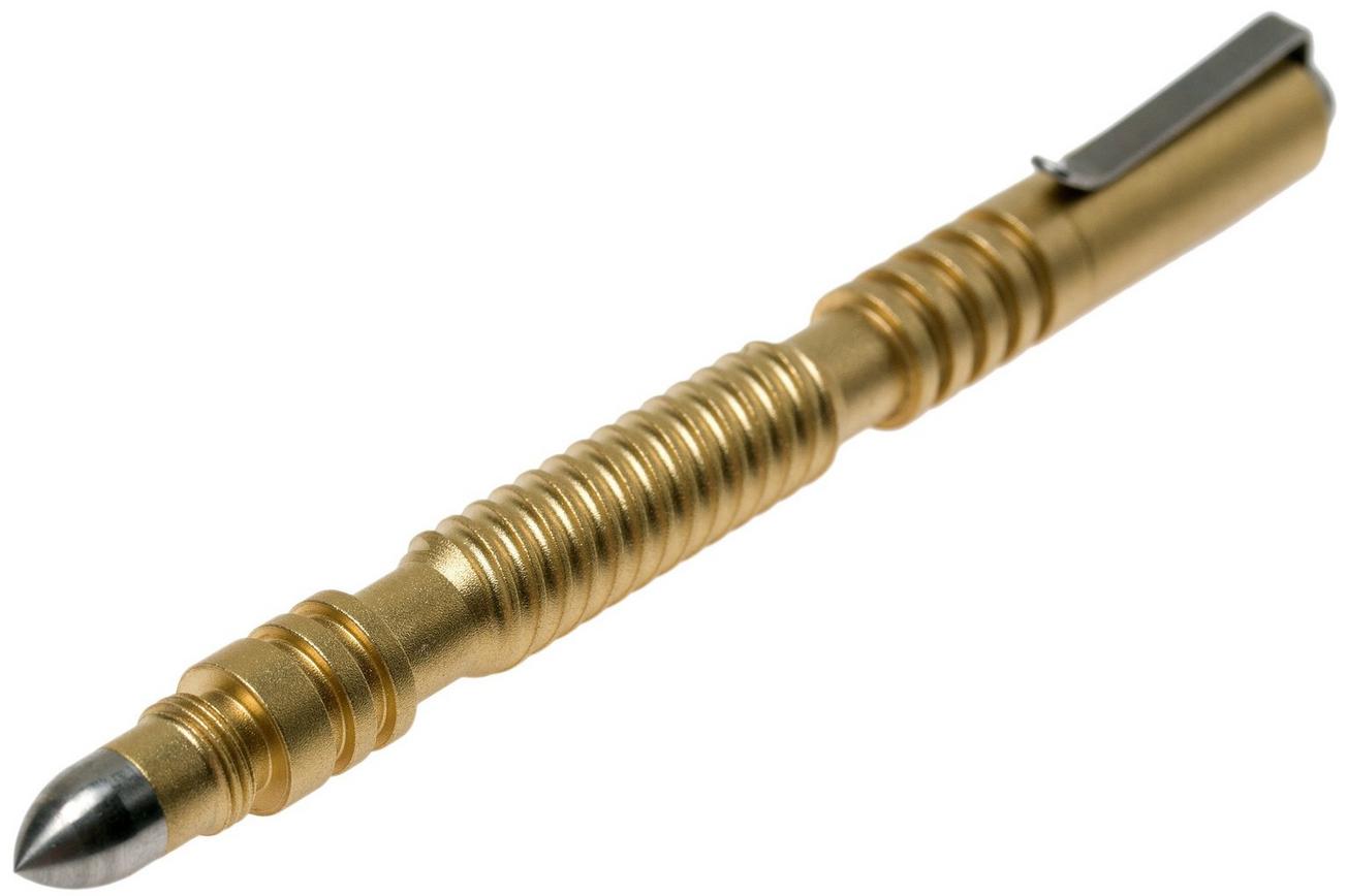 Rick Hinderer Spiral Investigator Pen Brass/Messing, beadblasted, tactische pen