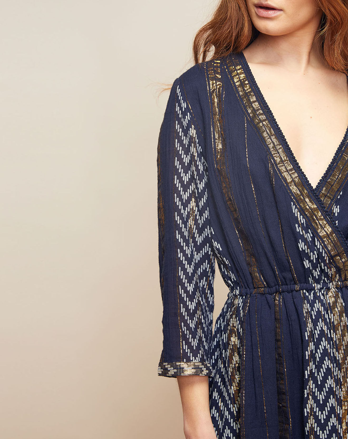 Louizon Robe Haiti imprimée bleu marine