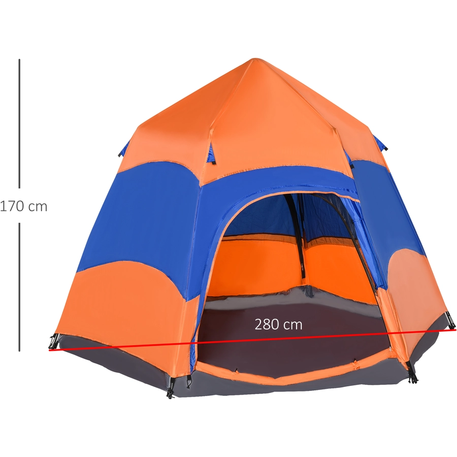 Outsunny Doppelwandzelt für 5–6 Personen orange, blau