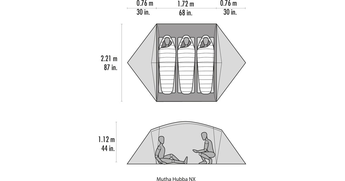 MSRMutha Hubba NX 3-Persoons Tent  (Lichtgrijs/rood, Model 2021)