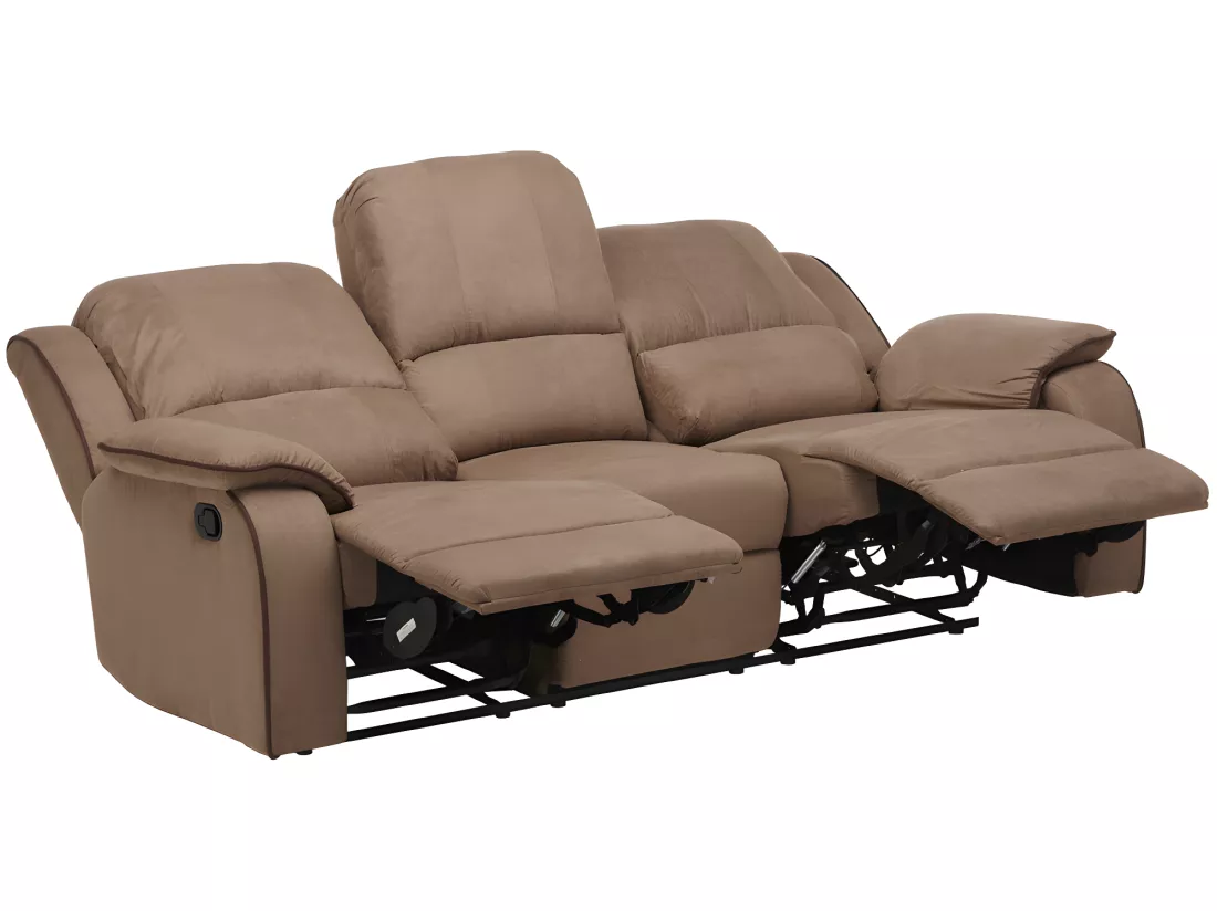 Canapés 3 places 2 places et un fauteuil relax en microfibre HERNANI - Taupe