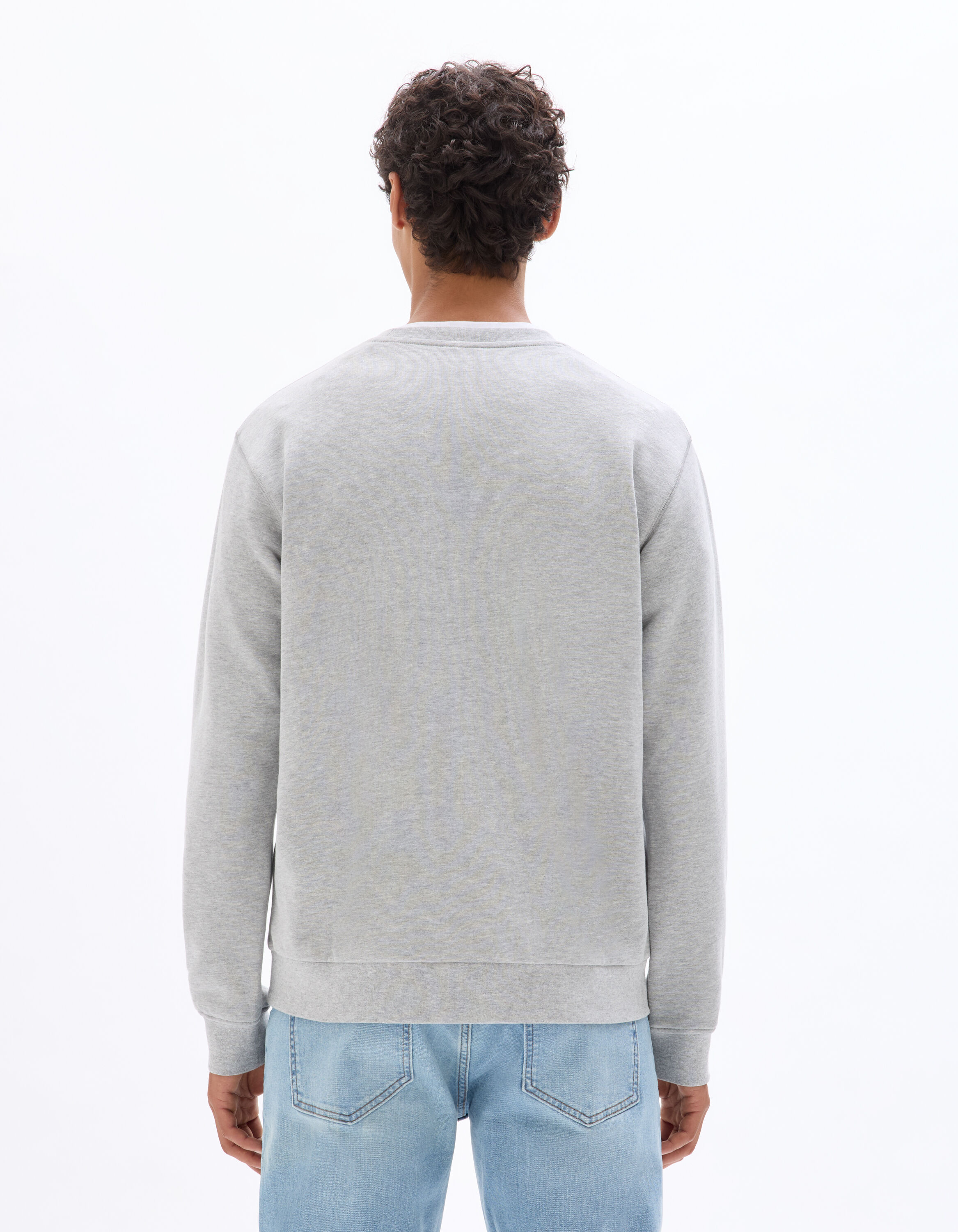 Sweat regular col rond en coton mélangé - gris