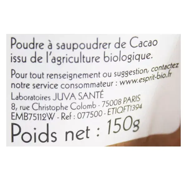 Esprit Bio Cacau em Pó e Sementes Orgânico Cru 150g