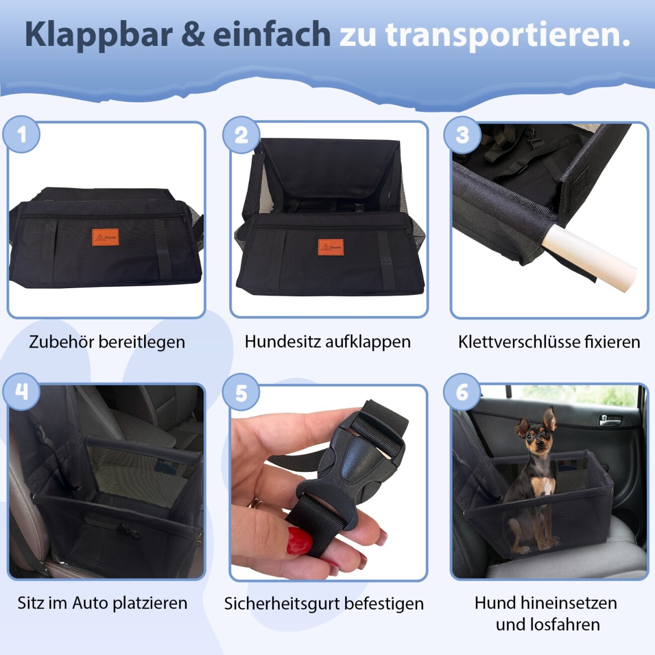 Petsation Hunde Autositz – Sicher & Bequem schwarz