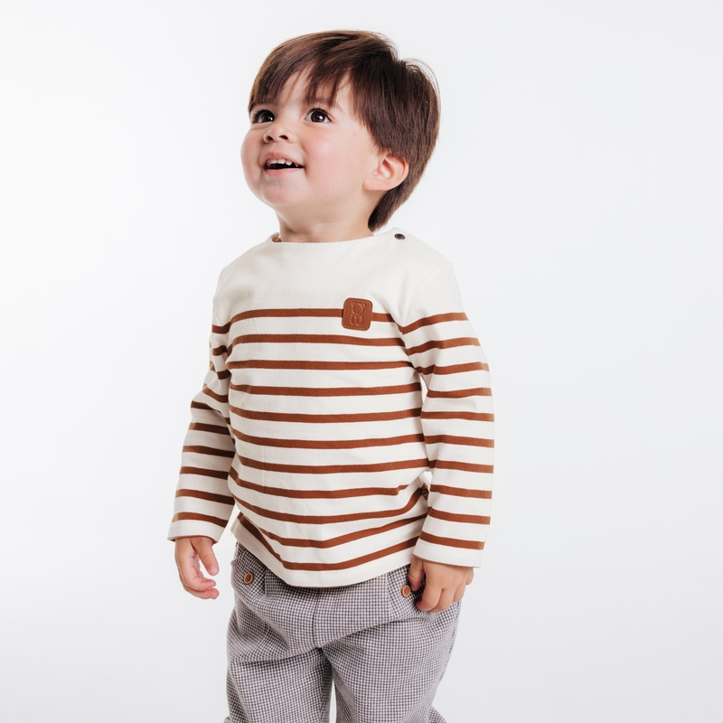 T-shirt marinière marron bébé garçon