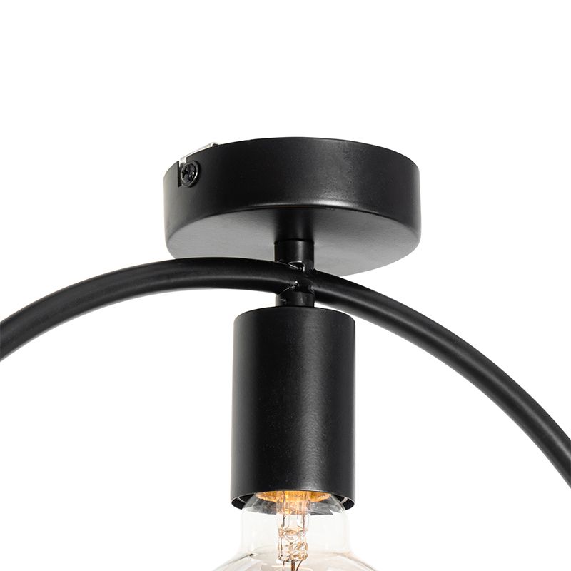 Moderne plafondlamp zwart met glas rond - Roslini