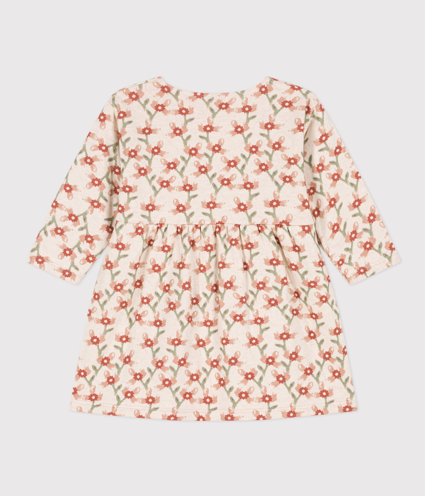 Robe manches longues en tubique matelassé imprimé bébé