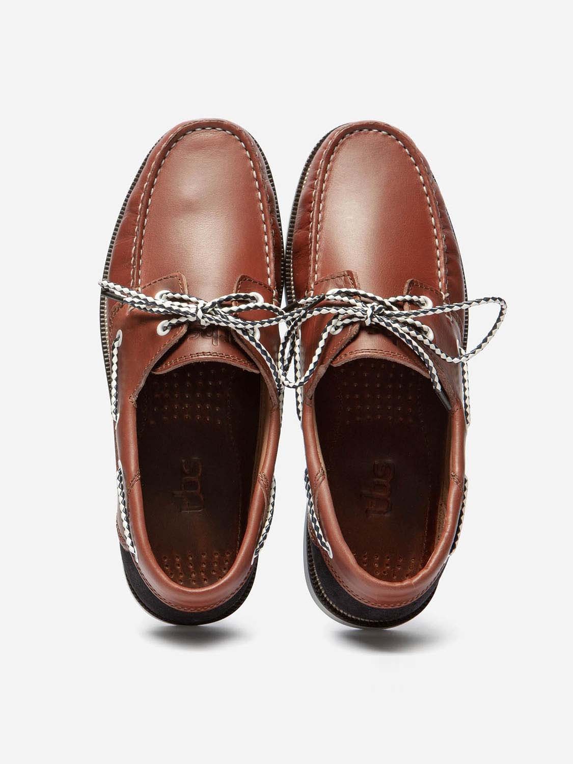 Chaussures Bateau Homme Cuir Terracotta