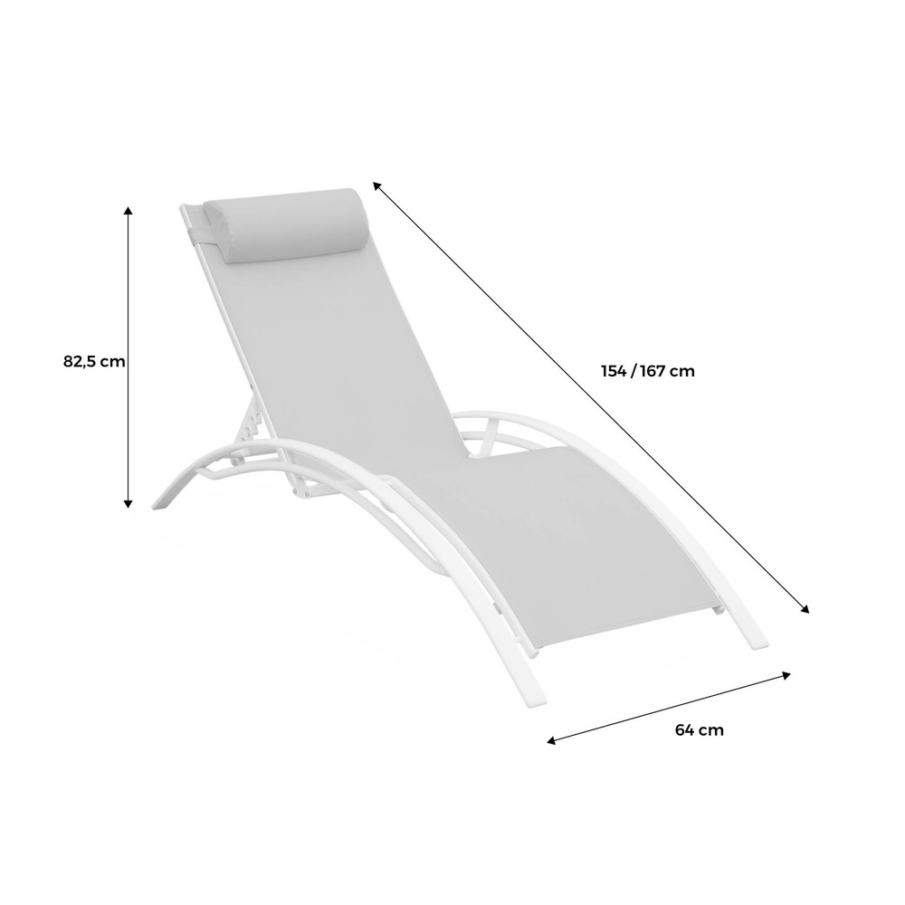 Duo de bains de soleil aluminium savane - transats aluminium et textilène