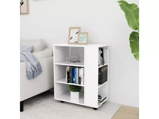 Armoire à roulettes Blanc brillant 60x35x75cm Bois d’ingénierie