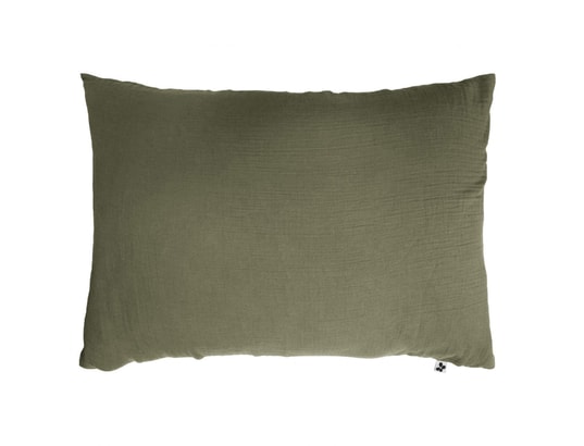 TERRE DE NUIT - Taie d'oreiller double gaze de coton kaki 50x70 cm