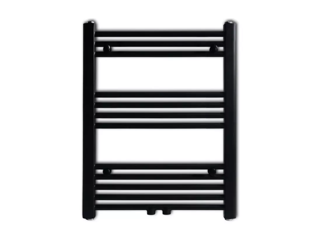 Sèche-serviettes eau chaude à rails droits noir 600x764 mm
