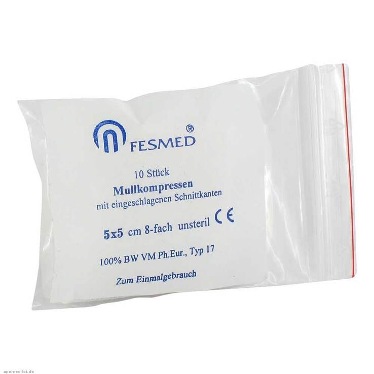 Mullkompressen ES 5x5 cm unsteril 8-fach, 10 St