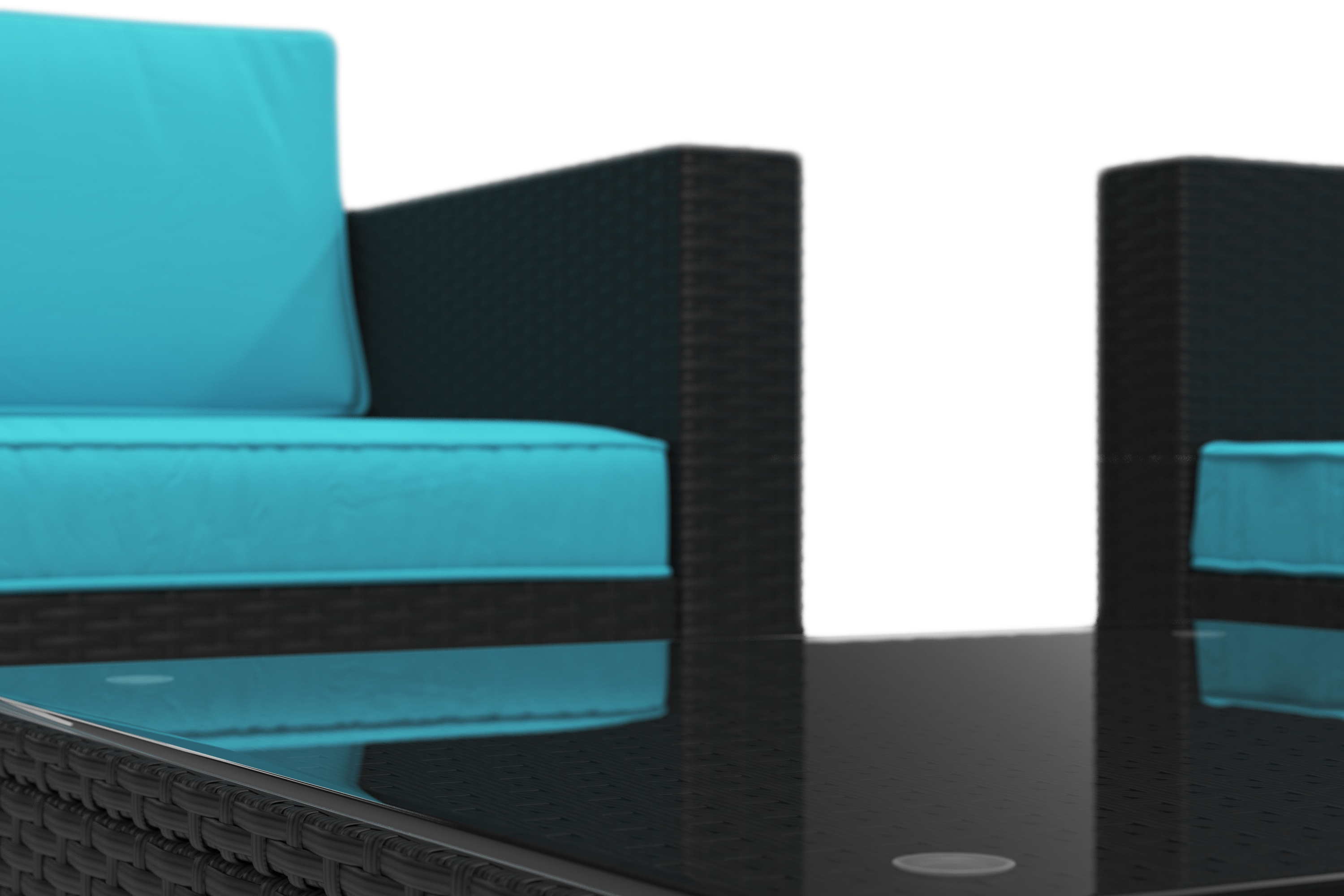 Rattanlounge KAPSTADT schwarz/türkis