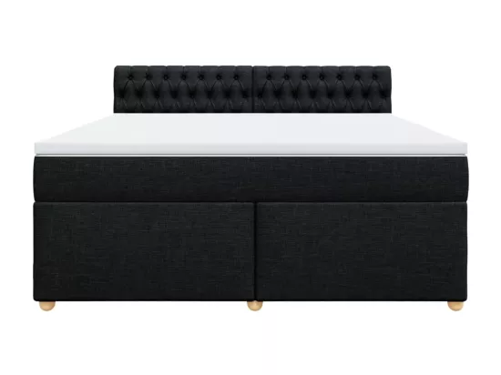 Sommier à lattes de lit avec matelas Noir 180x200 cm Tissu