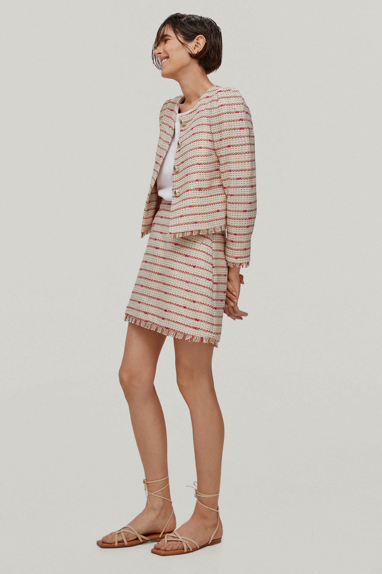 Minissaia de tweed - Marfim