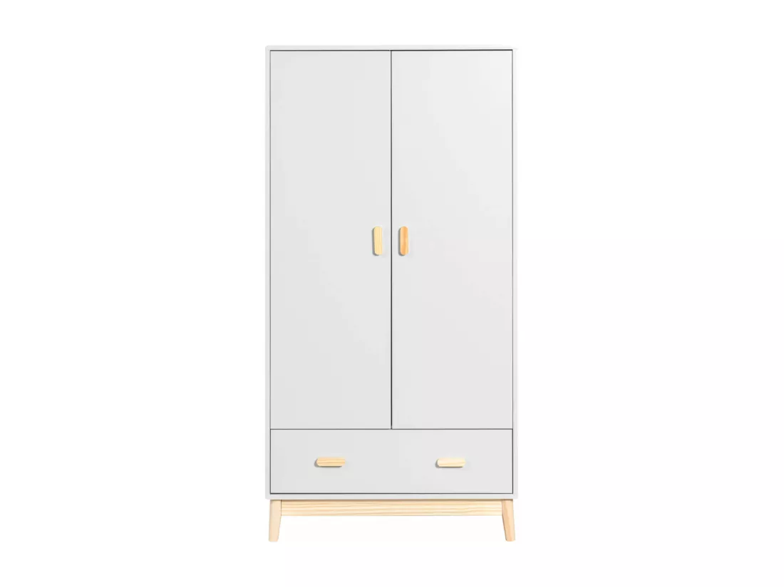 Armoire Mobili Rebecca Aegle 175x80x55 MDF Pin Blanc Marron Scandinave À Monter
