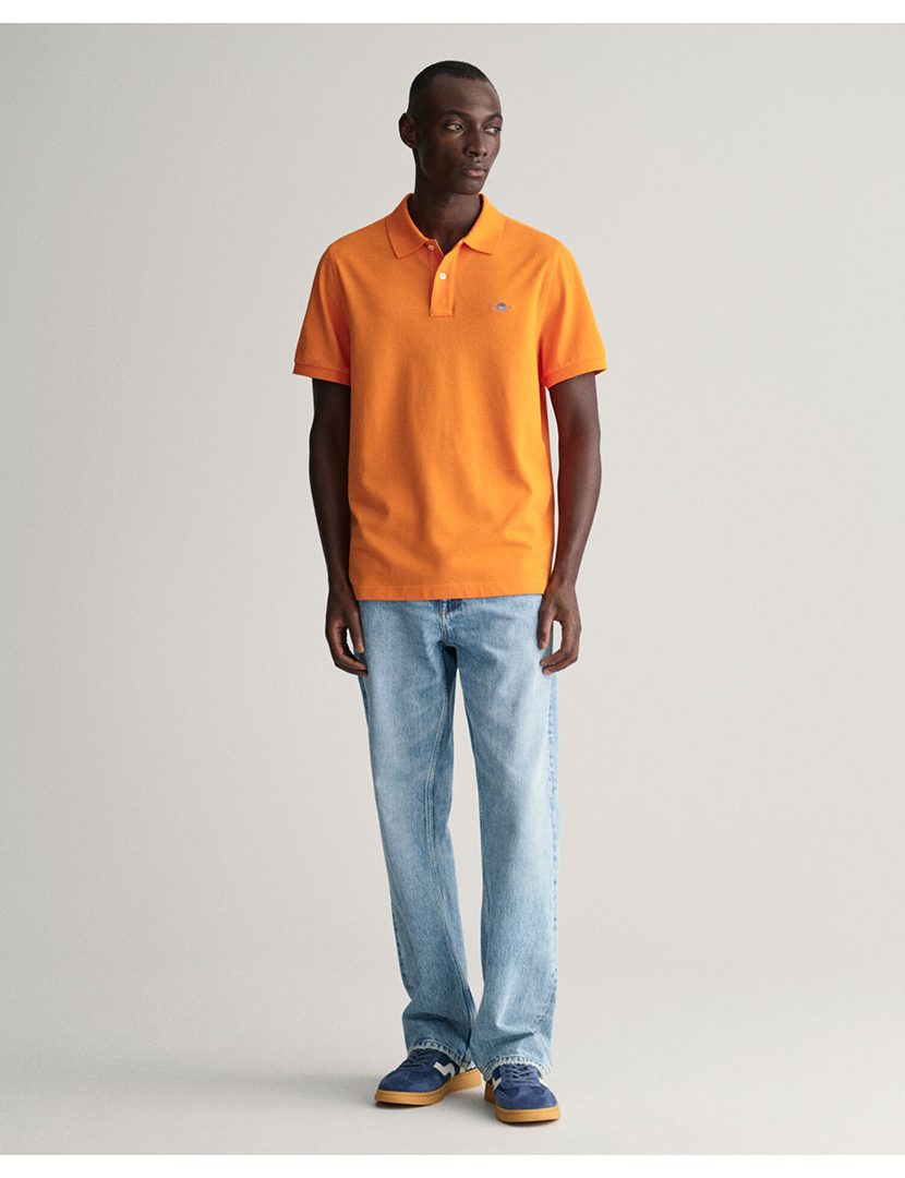Short Sleeve Regular Shield Pique Polo Orange