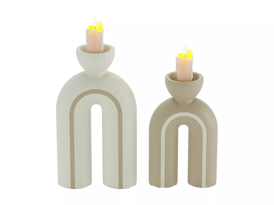 CHICAGO - Lot de 2 bougeoirs art moderne en céramique