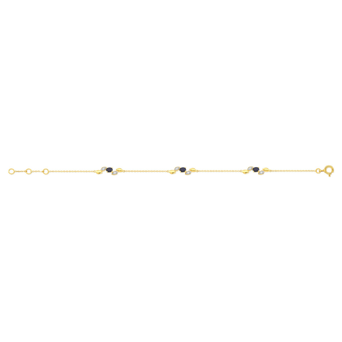 Bracelet or 375 2 tons saphirs et diamants 19 cm
