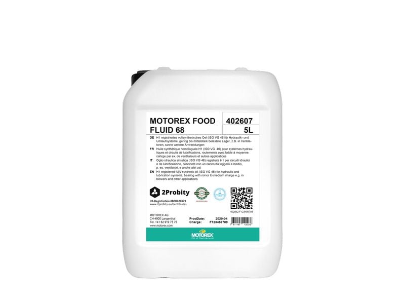 Motorex Hydrauliköl Food Fluid 68, 5 l Vollsynthetisches Hydrauliköl