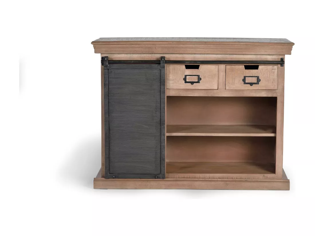 Buffet en manguier et métal finition naturelle Marrón.Giner y Colomer.85x40x115