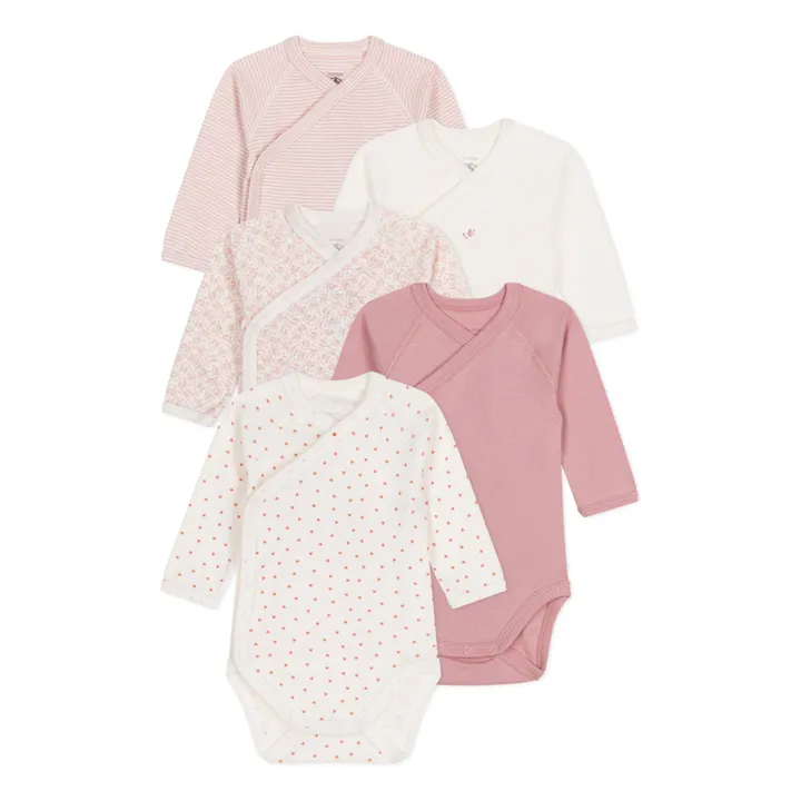 Petit Bateau Lot 5 Bodies Naissance | Rose