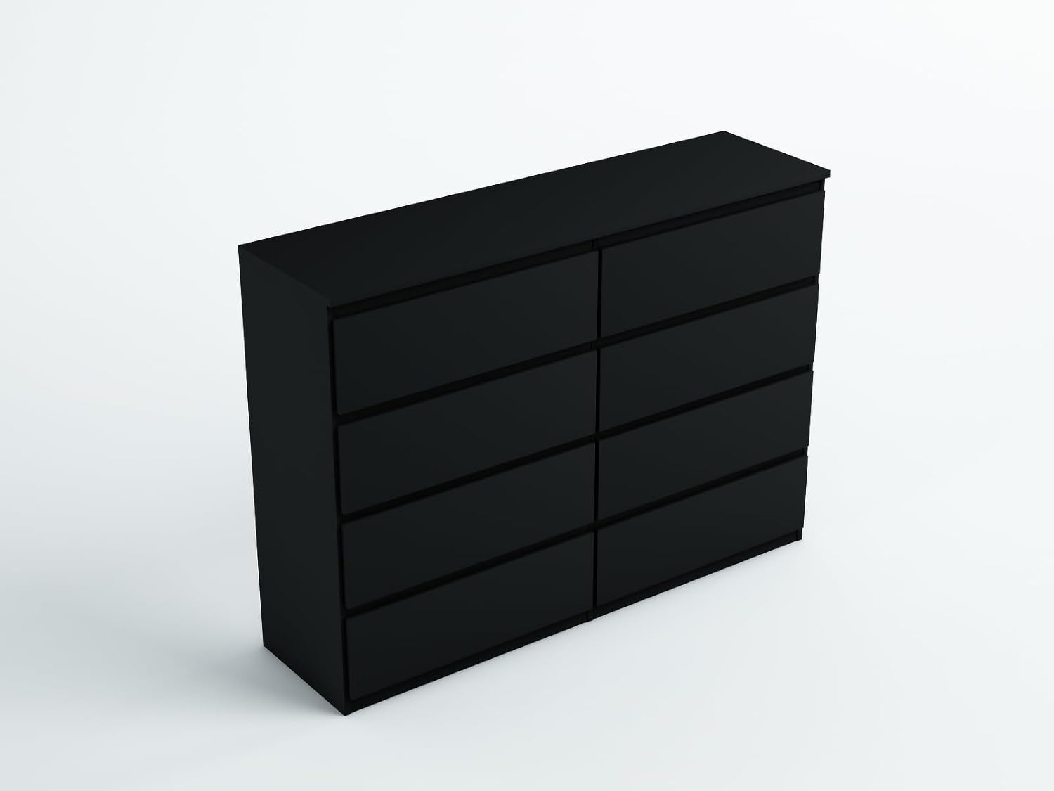 meble masztalerz Kommode Schwarz Matt mit 8 Schubladen - 138,5 x 101,5 x 39 cm - Sideboard Wohnzimmer, Schlafzimmer - Schubladenschrank - Komodenschrank